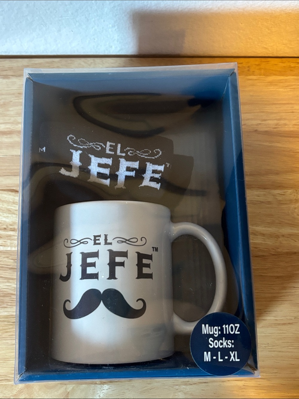 El Jefe Coffee Mug With Mustache and Socks, Gift for Him